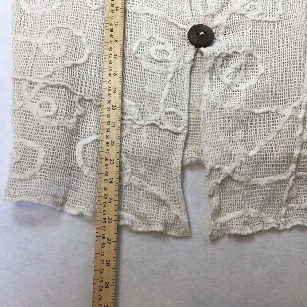 Frazzle Beige Textured Open-Knit Button-Front Cardigan XXL Boho Coverup - Picture 7 of 8